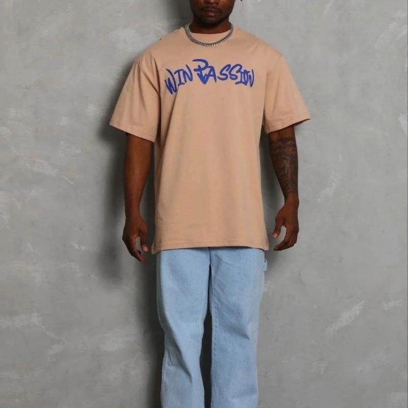 Erkek Baskılı T-Shirt Kısa Kol Bisiklet Yaka Regular Fit Tişört - Bej Erkek Baskılı T-Shirt Kısa Kol Bisiklet Yaka Regular Fit Tişört - Bej