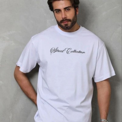 Erkek Baskılı T-Shirt Kısa Kol Bisiklet Yaka Regular Fit Tişört - Beyaz Erkek Baskılı T-Shirt Kısa Kol Bisiklet Yaka Regular Fit Tişört - Beyaz