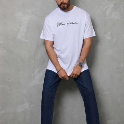 Erkek Baskılı T-Shirt Kısa Kol Bisiklet Yaka Regular Fit Tişört - Beyaz Erkek Baskılı T-Shirt Kısa Kol Bisiklet Yaka Regular Fit Tişört - Beyaz