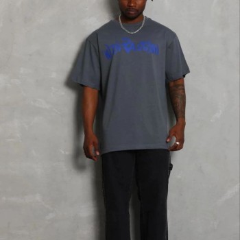 Erkek Baskılı T-Shirt Kısa Kol Bisiklet Yaka Regular Fit Tişört - Füme Erkek Baskılı T-Shirt Kısa Kol Bisiklet Yaka Regular Fit Tişört - Füme