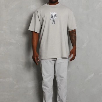 Erkek Baskılı T-Shirt Kısa Kol Bisiklet Yaka Regular Fit Tişört - Gri Erkek Baskılı T-Shirt Kısa Kol Bisiklet Yaka Regular Fit Tişört - Gri