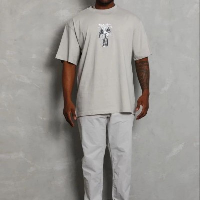 Erkek Baskılı T-Shirt Kısa Kol Bisiklet Yaka Regular Fit Tişört - Gri Erkek Baskılı T-Shirt Kısa Kol Bisiklet Yaka Regular Fit Tişört - Gri