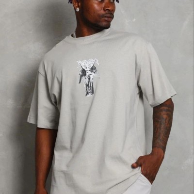 Erkek Baskılı T-Shirt Kısa Kol Bisiklet Yaka Regular Fit Tişört - Gri Erkek Baskılı T-Shirt Kısa Kol Bisiklet Yaka Regular Fit Tişört - Gri