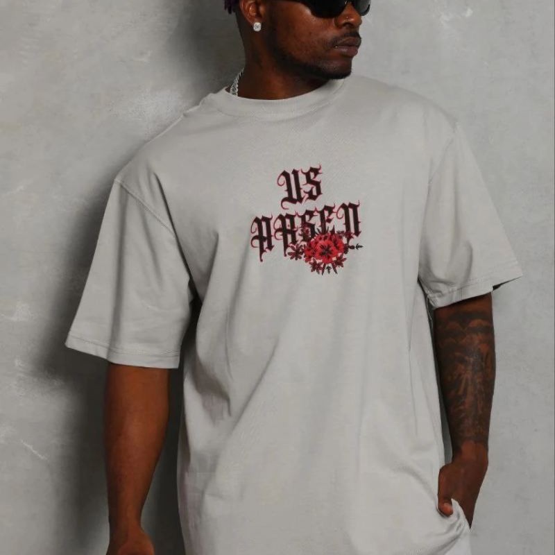 Erkek Baskılı T-Shirt Kısa Kol Bisiklet Yaka Regular Fit Tişört - Gri Erkek Baskılı T-Shirt Kısa Kol Bisiklet Yaka Regular Fit Tişört - Gri