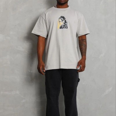 Erkek Baskılı T-Shirt Kısa Kol Bisiklet Yaka Regular Fit Tişört - Gri Erkek Baskılı T-Shirt Kısa Kol Bisiklet Yaka Regular Fit Tişört - Gri