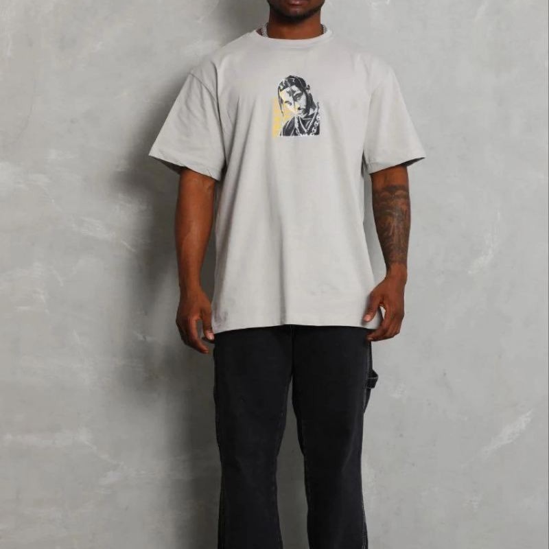 Erkek Baskılı T-Shirt Kısa Kol Bisiklet Yaka Regular Fit Tişört - Gri Erkek Baskılı T-Shirt Kısa Kol Bisiklet Yaka Regular Fit Tişört - Gri