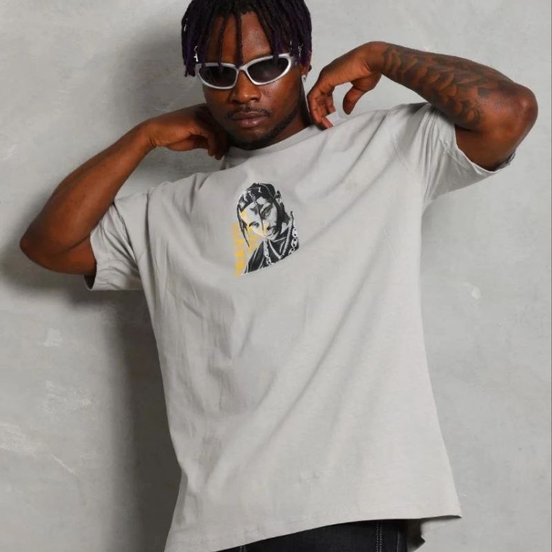 Erkek Baskılı T-Shirt Kısa Kol Bisiklet Yaka Regular Fit Tişört - Gri Erkek Baskılı T-Shirt Kısa Kol Bisiklet Yaka Regular Fit Tişört - Gri