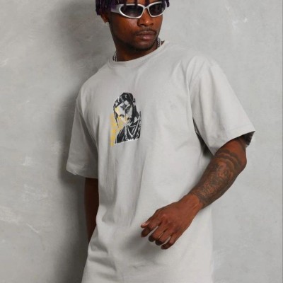 Erkek Baskılı T-Shirt Kısa Kol Bisiklet Yaka Regular Fit Tişört - Gri Erkek Baskılı T-Shirt Kısa Kol Bisiklet Yaka Regular Fit Tişört - Gri