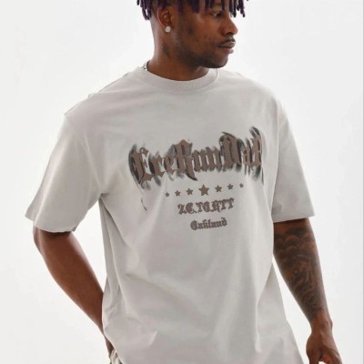 Erkek Baskılı T-Shirt Kısa Kol Bisiklet Yaka Regular Fit Tişört - Gri Erkek Baskılı T-Shirt Kısa Kol Bisiklet Yaka Regular Fit Tişört - Gri