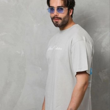 Erkek Baskılı T-Shirt Kısa Kol Bisiklet Yaka Regular Fit Tişört - Gri Erkek Baskılı T-Shirt Kısa Kol Bisiklet Yaka Regular Fit Tişört - Gri