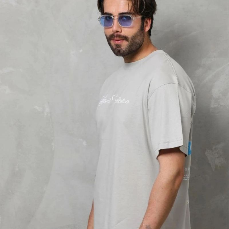 Erkek Baskılı T-Shirt Kısa Kol Bisiklet Yaka Regular Fit Tişört - Gri Erkek Baskılı T-Shirt Kısa Kol Bisiklet Yaka Regular Fit Tişört - Gri