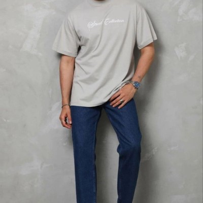 Erkek Baskılı T-Shirt Kısa Kol Bisiklet Yaka Regular Fit Tişört - Gri Erkek Baskılı T-Shirt Kısa Kol Bisiklet Yaka Regular Fit Tişört - Gri