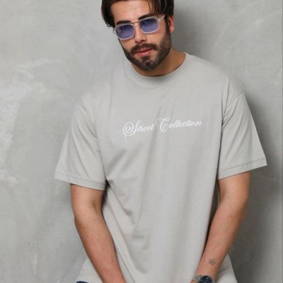 Erkek Baskılı T-Shirt Kısa Kol Bisiklet Yaka Regular Fit Tişört - Gri Erkek Baskılı T-Shirt Kısa Kol Bisiklet Yaka Regular Fit Tişört - Gri