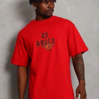 Erkek Baskılı T-Shirt Kısa Kol Bisiklet Yaka Regular Fit Tişört - Kırmızı Erkek Baskılı T-Shirt Kısa Kol Bisiklet Yaka Regular Fit Tişört - Kırmızı