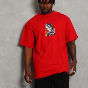Erkek Baskılı T-Shirt Kısa Kol Bisiklet Yaka Regular Fit Tişört - Kırmızı Erkek Baskılı T-Shirt Kısa Kol Bisiklet Yaka Regular Fit Tişört - Kırmızı