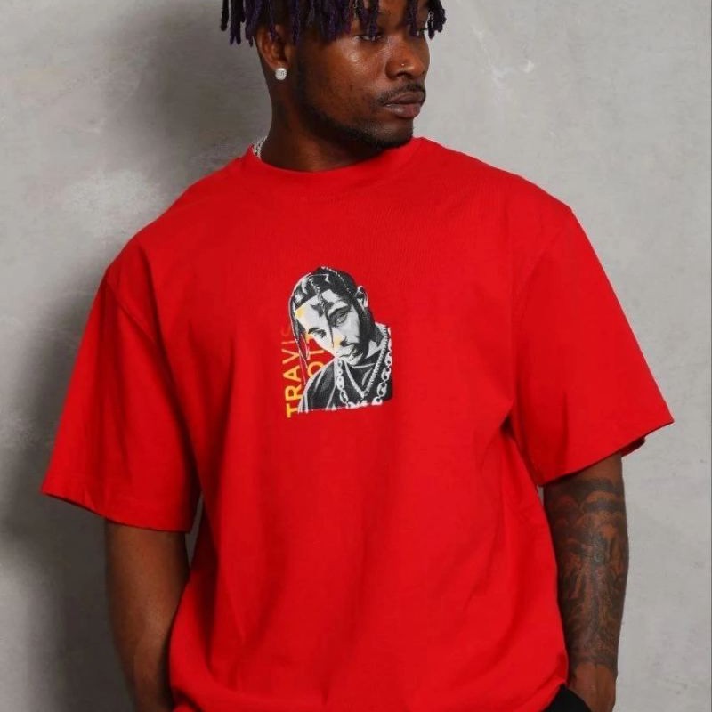 Erkek Baskılı T-Shirt Kısa Kol Bisiklet Yaka Regular Fit Tişört - Kırmızı