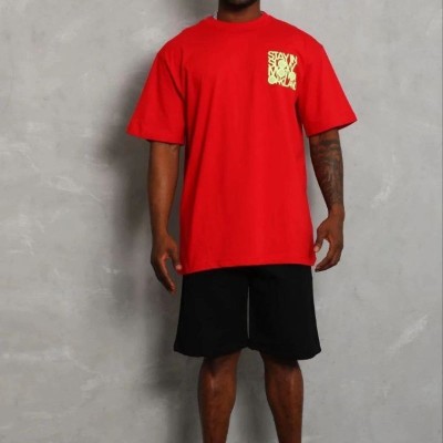 Erkek Baskılı T-Shirt Kısa Kol Bisiklet Yaka Regular Fit Tişört - Kırmızı Erkek Baskılı T-Shirt Kısa Kol Bisiklet Yaka Regular Fit Tişört - Kırmızı