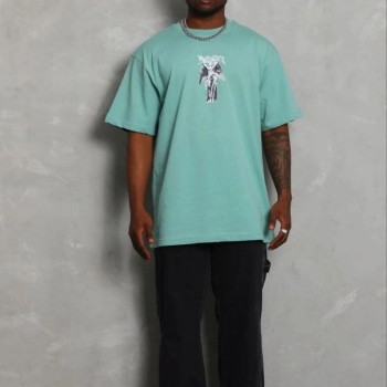 Erkek Baskılı T-Shirt Kısa Kol Bisiklet Yaka Regular Fit Tişört - Mint Yeşili Erkek Baskılı T-Shirt Kısa Kol Bisiklet Yaka Regular Fit Tişört - Mint Yeşili