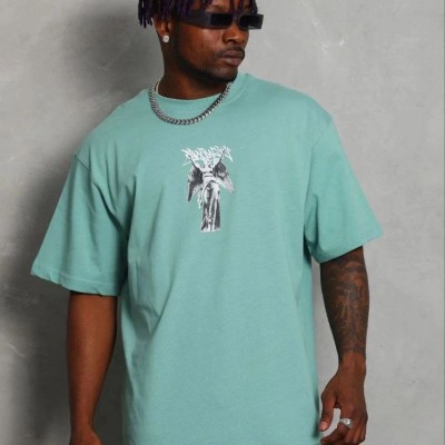 Erkek Baskılı T-Shirt Kısa Kol Bisiklet Yaka Regular Fit Tişört - Mint Yeşili Erkek Baskılı T-Shirt Kısa Kol Bisiklet Yaka Regular Fit Tişört - Mint Yeşili