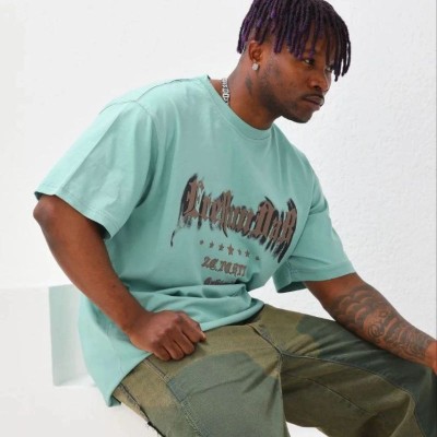 Erkek Baskılı T-Shirt Kısa Kol Bisiklet Yaka Regular Fit Tişört - Mint Yeşili Erkek Baskılı T-Shirt Kısa Kol Bisiklet Yaka Regular Fit Tişört - Mint Yeşili