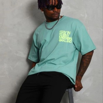 Erkek Baskılı T-Shirt Kısa Kol Bisiklet Yaka Regular Fit Tişört - Mint Yeşili Erkek Baskılı T-Shirt Kısa Kol Bisiklet Yaka Regular Fit Tişört - Mint Yeşili