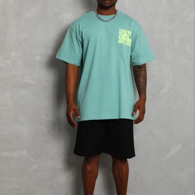 Erkek Baskılı T-Shirt Kısa Kol Bisiklet Yaka Regular Fit Tişört - Mint Yeşili Erkek Baskılı T-Shirt Kısa Kol Bisiklet Yaka Regular Fit Tişört - Mint Yeşili