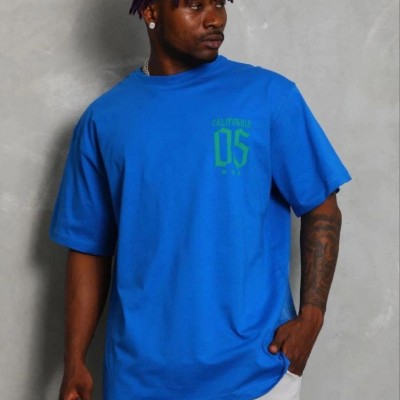 Erkek Baskılı T-Shirt Kısa Kol Bisiklet Yaka Regular Fit Tişört - Saks Mavisi Erkek Baskılı T-Shirt Kısa Kol Bisiklet Yaka Regular Fit Tişört - Saks Mavisi