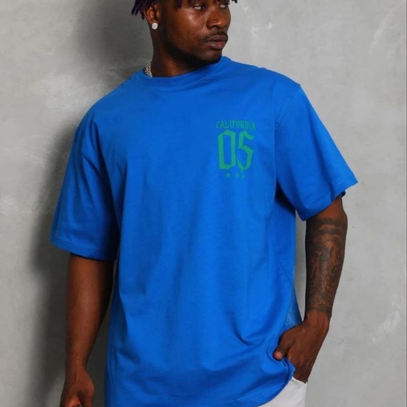 Erkek Baskılı T-Shirt Kısa Kol Bisiklet Yaka Regular Fit Tişört - Saks Mavisi Erkek Baskılı T-Shirt Kısa Kol Bisiklet Yaka Regular Fit Tişört - Saks Mavisi