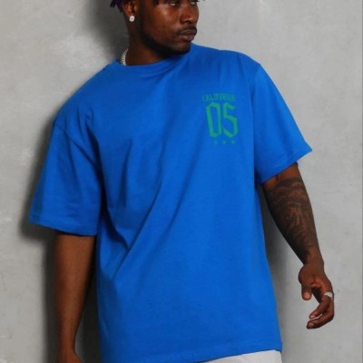 Erkek Baskılı T-Shirt Kısa Kol Bisiklet Yaka Regular Fit Tişört - Saks Mavisi Erkek Baskılı T-Shirt Kısa Kol Bisiklet Yaka Regular Fit Tişört - Saks Mavisi