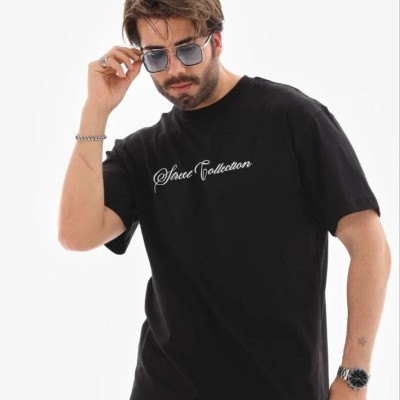Erkek Baskılı T-Shirt Kısa Kol Bisiklet Yaka Regular Fit Tişört - Siyah Erkek Baskılı T-Shirt Kısa Kol Bisiklet Yaka Regular Fit Tişört - Siyah