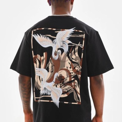 Erkek Baskılı T-Shirt Yazlık Kısa Kol Bisiklet Yaka Tişört - Siyah Erkek Baskılı T-Shirt Yazlık Kısa Kol Bisiklet Yaka Tişört - Siyah