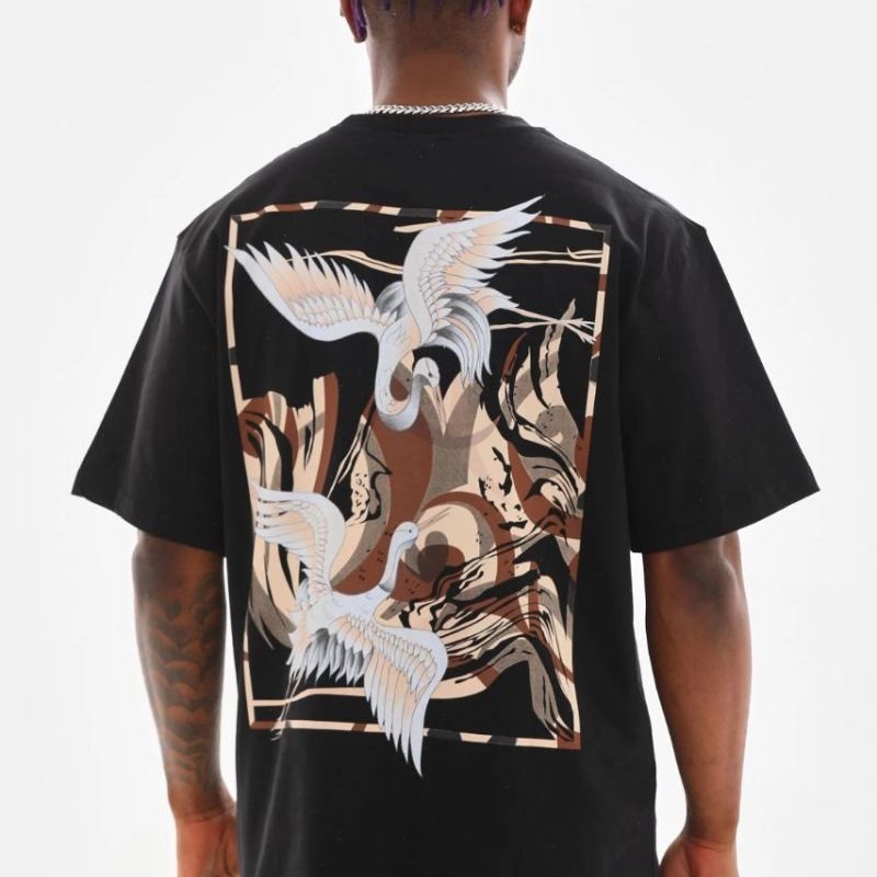 Erkek Baskılı T-Shirt Yazlık Kısa Kol Bisiklet Yaka Tişört - Siyah Erkek Baskılı T-Shirt Yazlık Kısa Kol Bisiklet Yaka Tişört - Siyah