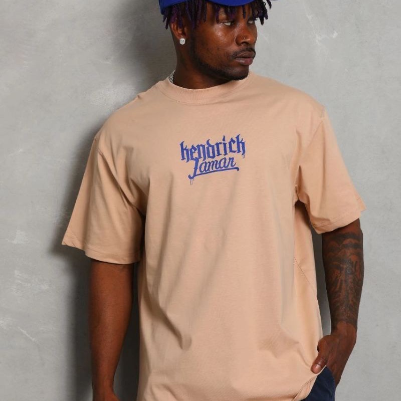 Erkek Baskılı Tişört Kısa Kol Bisiklet Yaka Oversize T-Shirt - Bej Erkek Baskılı Tişört Kısa Kol Bisiklet Yaka Oversize T-Shirt - Bej
