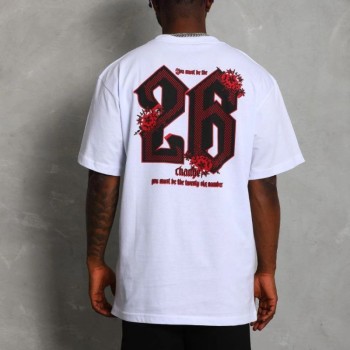 Erkek Baskılı Tişört Kısa Kol Bisiklet Yaka Oversize T-Shirt - Beyaz Erkek Baskılı Tişört Kısa Kol Bisiklet Yaka Oversize T-Shirt - Beyaz