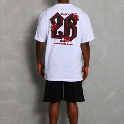 Erkek Baskılı Tişört Kısa Kol Bisiklet Yaka Oversize T-Shirt - Beyaz Erkek Baskılı Tişört Kısa Kol Bisiklet Yaka Oversize T-Shirt - Beyaz