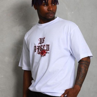 Erkek Baskılı Tişört Kısa Kol Bisiklet Yaka Oversize T-Shirt - Beyaz Erkek Baskılı Tişört Kısa Kol Bisiklet Yaka Oversize T-Shirt - Beyaz