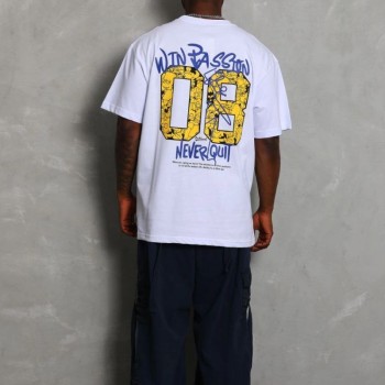Erkek Baskılı Tişört Kısa Kol Bisiklet Yaka Oversize T-Shirt - Beyaz Erkek Baskılı Tişört Kısa Kol Bisiklet Yaka Oversize T-Shirt - Beyaz