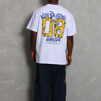 Erkek Baskılı Tişört Kısa Kol Bisiklet Yaka Oversize T-Shirt - Beyaz Erkek Baskılı Tişört Kısa Kol Bisiklet Yaka Oversize T-Shirt - Beyaz