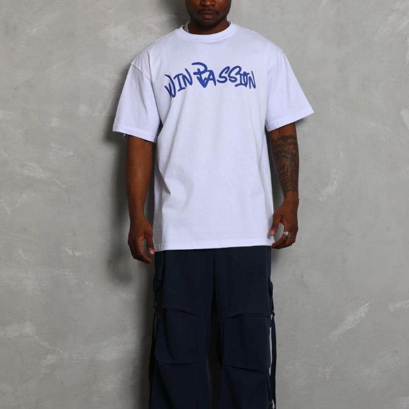 Erkek Baskılı Tişört Kısa Kol Bisiklet Yaka Oversize T-Shirt - Beyaz Erkek Baskılı Tişört Kısa Kol Bisiklet Yaka Oversize T-Shirt - Beyaz