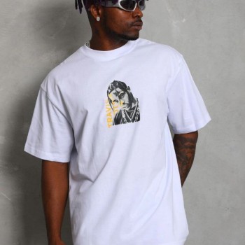 Erkek Baskılı Tişört Kısa Kol Bisiklet Yaka Oversize T-Shirt - Beyaz Erkek Baskılı Tişört Kısa Kol Bisiklet Yaka Oversize T-Shirt - Beyaz
