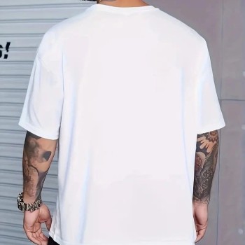 Erkek Baskılı Tişört Kısa Kol Bisiklet Yaka Oversize T-Shirt - Beyaz Erkek Baskılı Tişört Kısa Kol Bisiklet Yaka Oversize T-Shirt - Beyaz