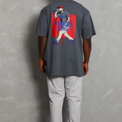 Erkek Baskılı Tişört Kısa Kol Bisiklet Yaka Oversize T-Shirt - Füme Erkek Baskılı Tişört Kısa Kol Bisiklet Yaka Oversize T-Shirt - Füme