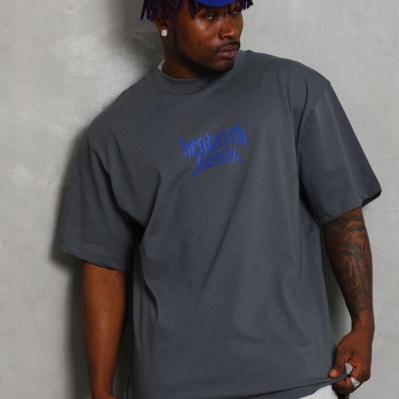 Erkek Baskılı Tişört Kısa Kol Bisiklet Yaka Oversize T-Shirt - Füme Erkek Baskılı Tişört Kısa Kol Bisiklet Yaka Oversize T-Shirt - Füme
