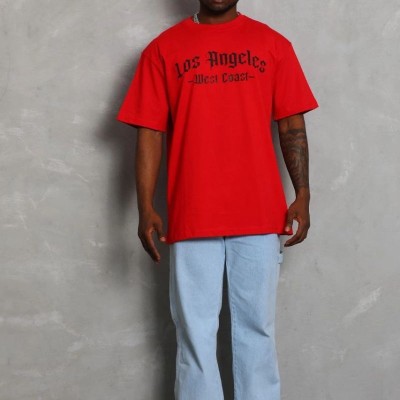 Erkek Baskılı Tişört Kısa Kol Bisiklet Yaka Oversize T-Shirt - Kırmızı Erkek Baskılı Tişört Kısa Kol Bisiklet Yaka Oversize T-Shirt - Kırmızı