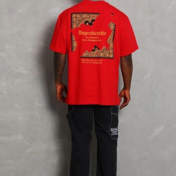 Erkek Baskılı Tişört Kısa Kol Bisiklet Yaka Oversize T-Shirt - Kırmızı Erkek Baskılı Tişört Kısa Kol Bisiklet Yaka Oversize T-Shirt - Kırmızı