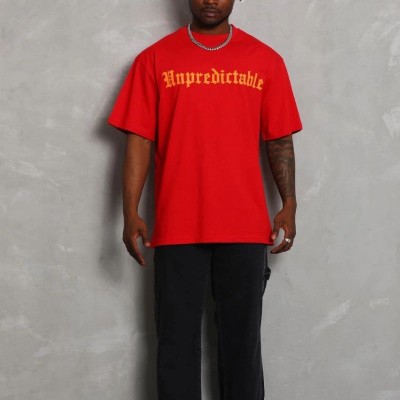 Erkek Baskılı Tişört Kısa Kol Bisiklet Yaka Oversize T-Shirt - Kırmızı Erkek Baskılı Tişört Kısa Kol Bisiklet Yaka Oversize T-Shirt - Kırmızı