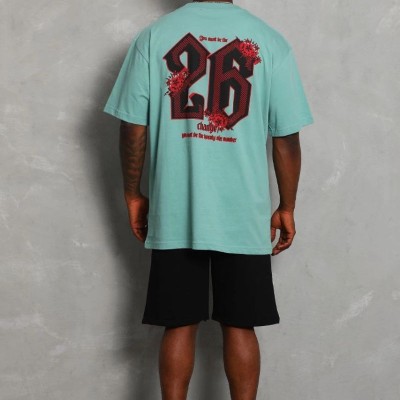 Erkek Baskılı Tişört Kısa Kol Bisiklet Yaka Oversize T-Shirt - Mint Yeşili Erkek Baskılı Tişört Kısa Kol Bisiklet Yaka Oversize T-Shirt - Mint Yeşili
