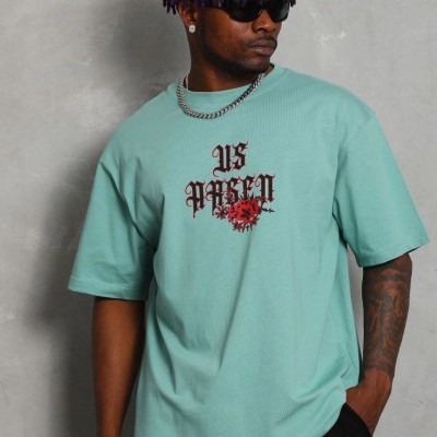 Erkek Baskılı Tişört Kısa Kol Bisiklet Yaka Oversize T-Shirt - Mint Yeşili Erkek Baskılı Tişört Kısa Kol Bisiklet Yaka Oversize T-Shirt - Mint Yeşili