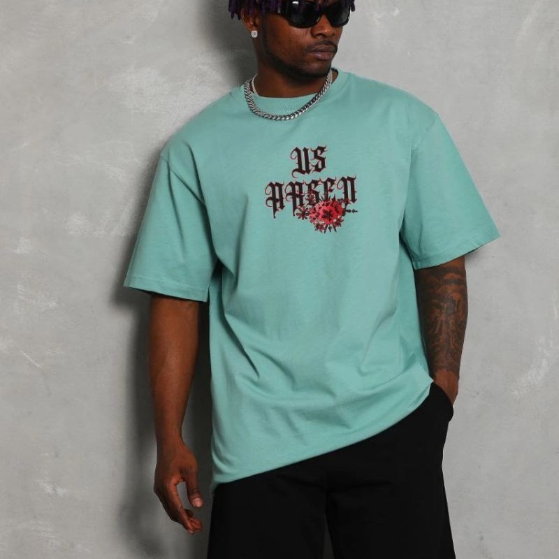 Erkek Baskılı Tişört Kısa Kol Bisiklet Yaka Oversize T-Shirt - Mint Yeşili Erkek Baskılı Tişört Kısa Kol Bisiklet Yaka Oversize T-Shirt - Mint Yeşili