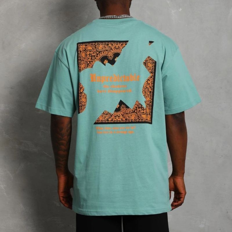 Erkek Baskılı Tişört Kısa Kol Bisiklet Yaka Oversize T-Shirt - Mint Yeşili Erkek Baskılı Tişört Kısa Kol Bisiklet Yaka Oversize T-Shirt - Mint Yeşili